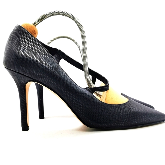 Sz 9 Leather Pumps Cross Strap 